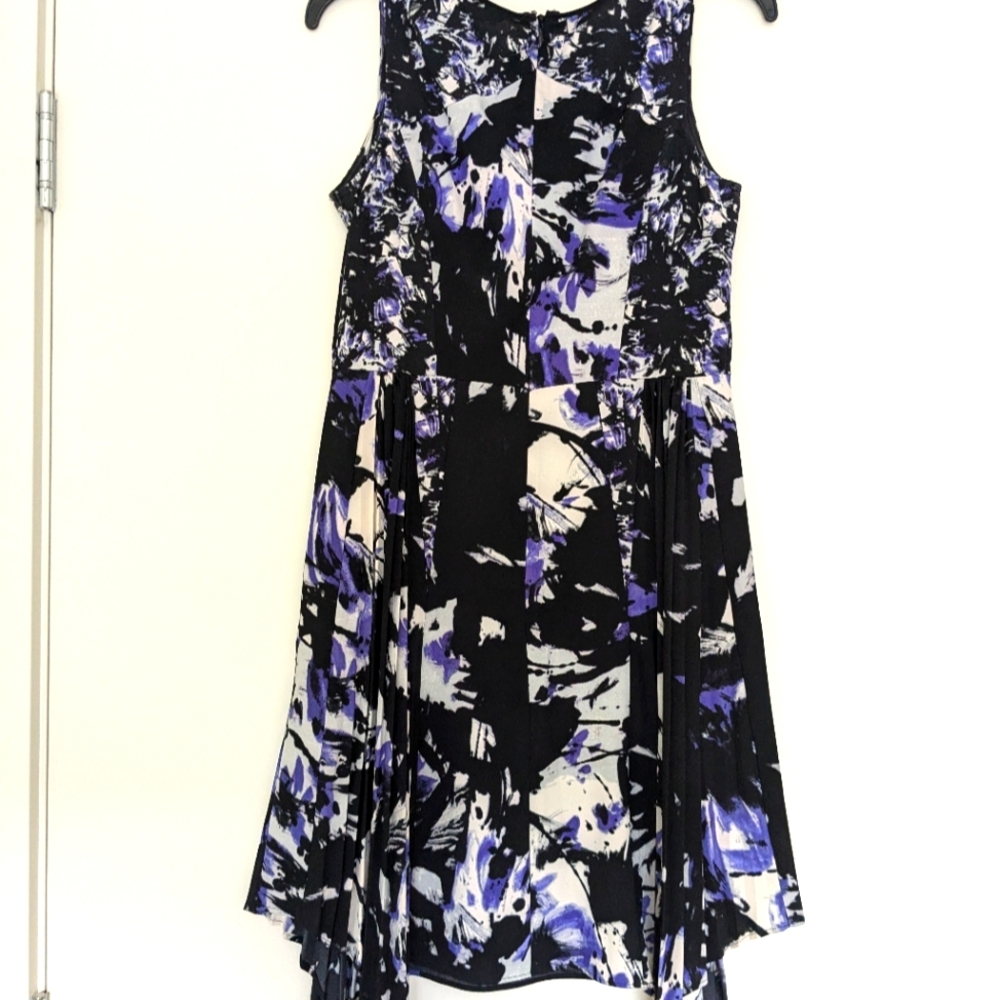 EUC Simply Vera Black Purple Pleated Sleeveless Dress, WS - Picture 6 of 7